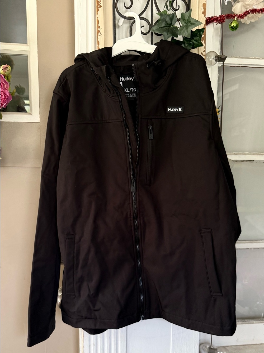 Hurley Black Men's Hooded Windbreaker Jacket